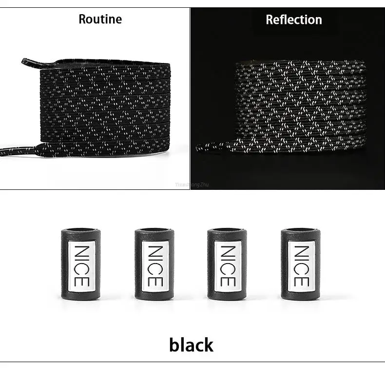 New Reflective No Tie Shoelaces Elastic Laces Sneakers Flat Shoe laces without ties Kids Adult Shoelace One size fits all Shoes