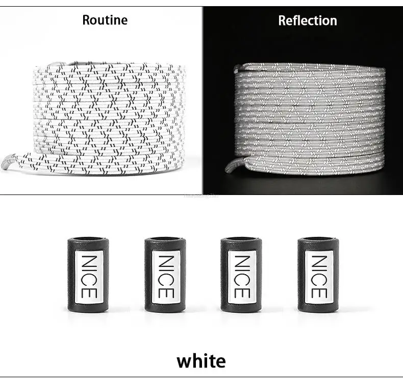 New Reflective No Tie Shoelaces Elastic Laces Sneakers Flat Shoe laces without ties Kids Adult Shoelace One size fits all Shoes