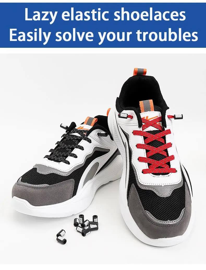 New Reflective No Tie Shoelaces Elastic Laces Sneakers Flat Shoe laces without ties Kids Adult Shoelace One size fits all Shoes