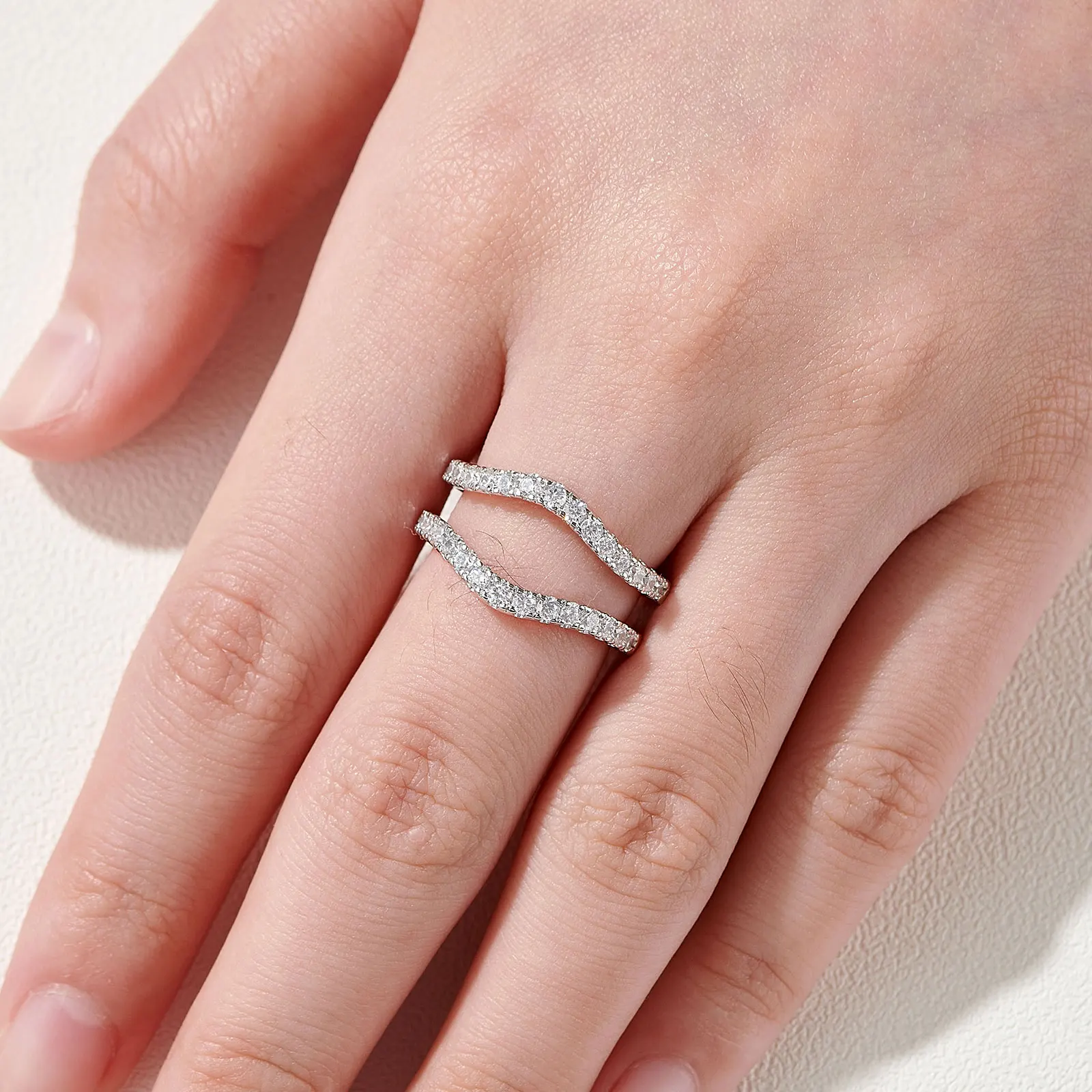 Newshe 925 Sterling Silver Moissanite Rings for Women Engagement Wedding Band Simulated Diamond Jewelry Luxury Enhancer Ring