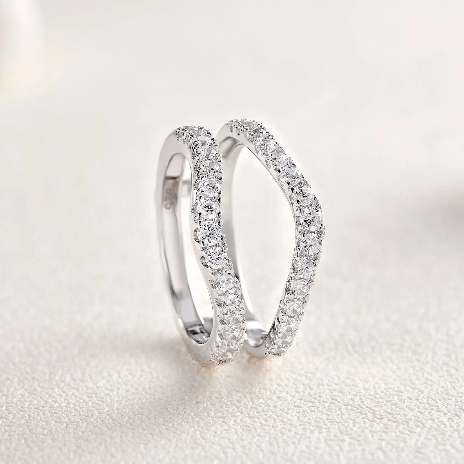Newshe 925 Sterling Silver Moissanite Rings for Women Engagement Wedding Band Simulated Diamond Jewelry Luxury Enhancer Ring