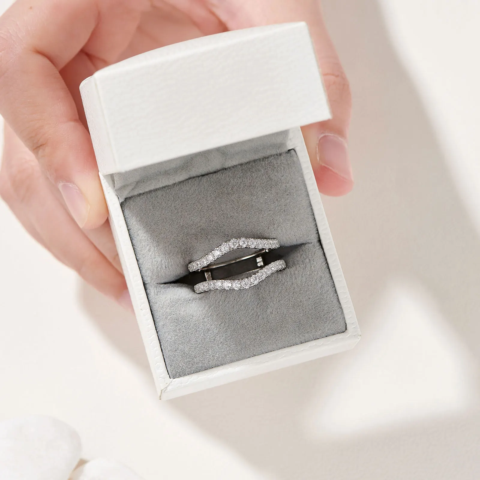 Newshe 925 Sterling Silver Moissanite Rings for Women Engagement Wedding Band Simulated Diamond Jewelry Luxury Enhancer Ring
