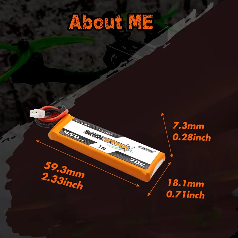 8PCS CNHL MiniStar HV 450mAh 3.8V 1S 70C Lipo Battery With PH 2.0 Plug for RC FPV Drone Mini Quadcopter Emax TinyHawk Happymo