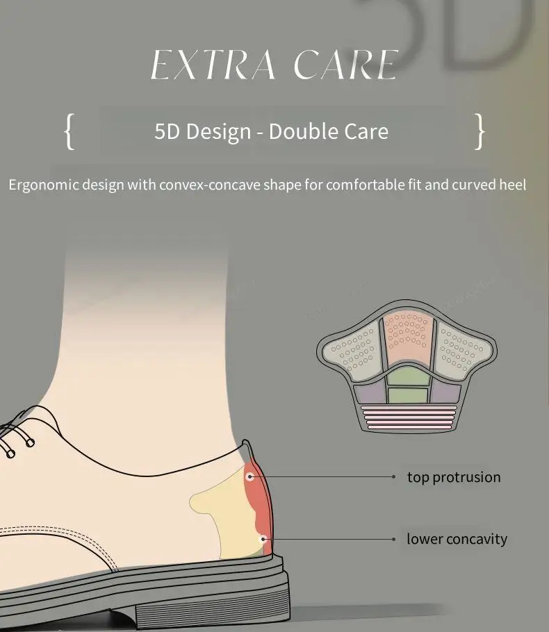 5D Men Heel Protectors Stickers Comfort Leather Shoes Pads Sneakers Insoles Foot Pain Relievers Adjust Size Cushion Care Inserts