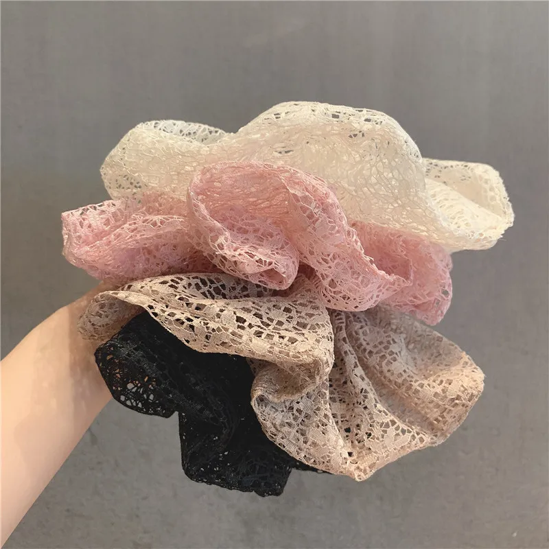 1PC New Fashion Hollow Lace Oversized Large Hair Scrunchies For Woman Ladies Simple Temperament Girl Hairband Hair Accessories