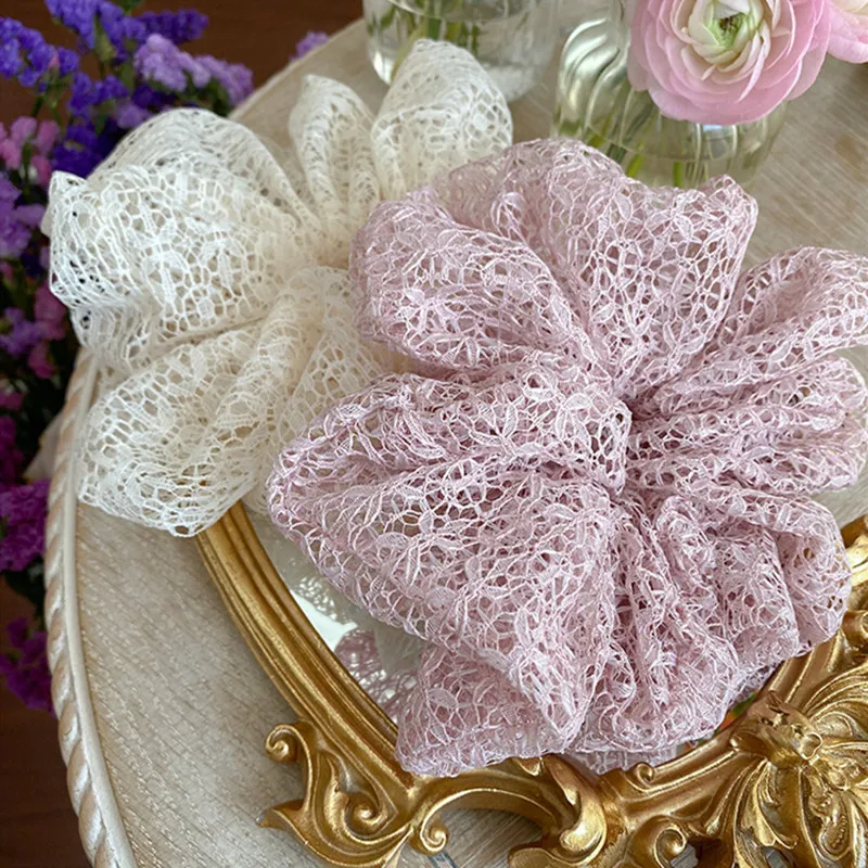 1PC New Fashion Hollow Lace Oversized Large Hair Scrunchies For Woman Ladies Simple Temperament Girl Hairband Hair Accessories