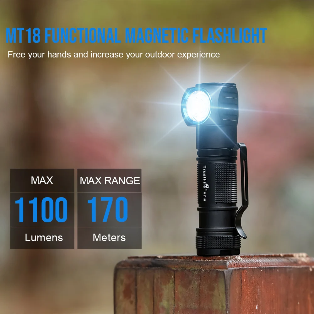 Trustfire Mc18 Headlamp Led Xp-Lhi 18650 Magnetic 2a Usb Rechargeable Head Lamp 1200lm Flashlight Headlight Magnet Tail Cap