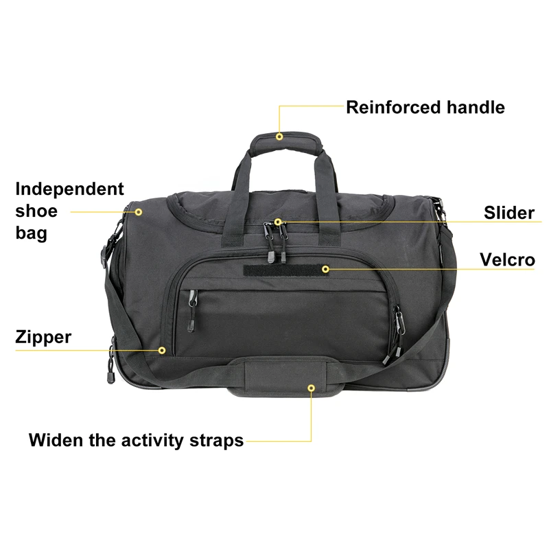 LQARMY 40L Waterproof Gym Bag Men Sports Travel Bags Tactical Duffle Luggage Outdoor Fitness Training Bag