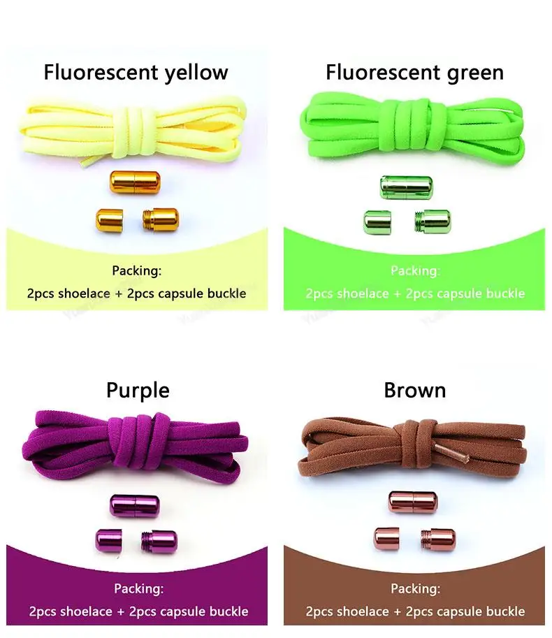 Elastic laces Sneakers No tie Shoe laces Round Shoelaces without ties Quick Shoelace for Shoes Kids Adult One Size fits All Shoe