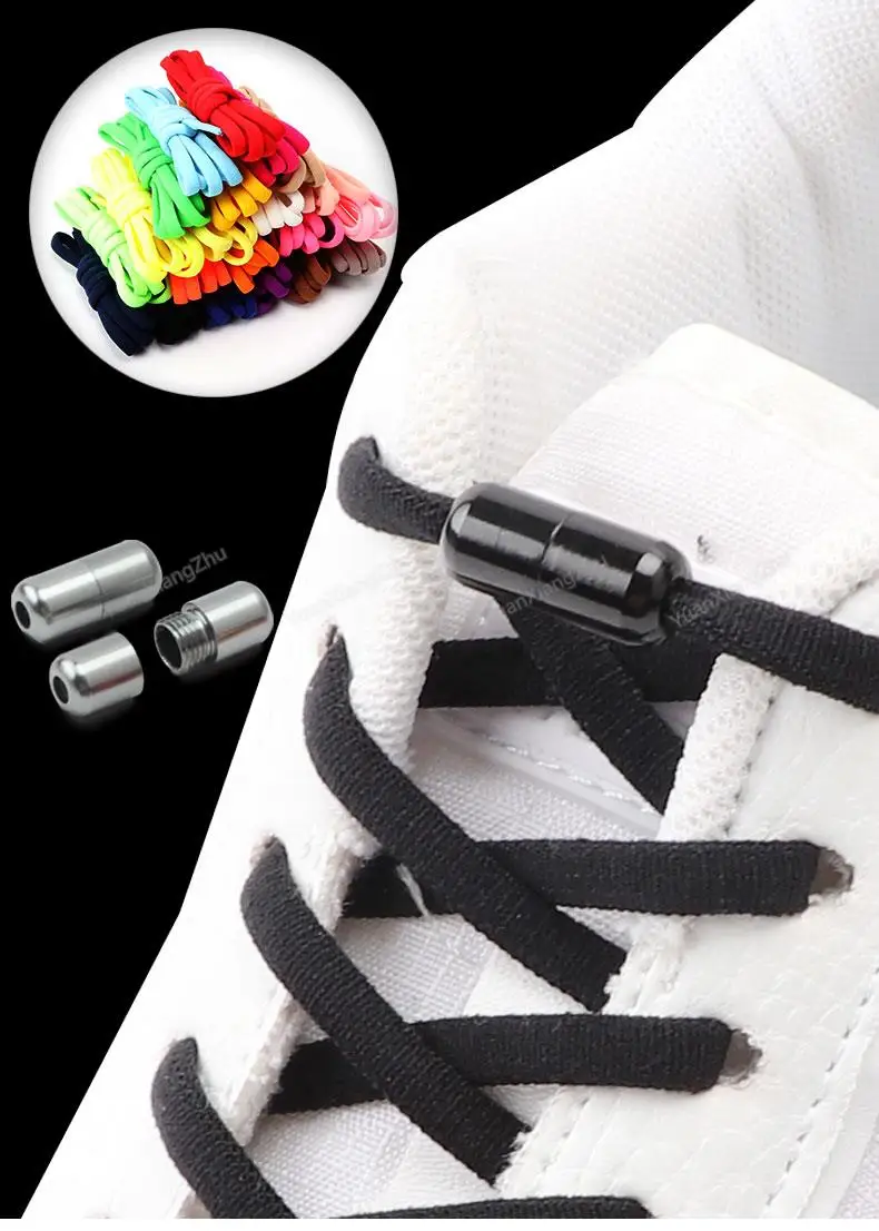 Elastic laces Sneakers No tie Shoe laces Round Shoelaces without ties Quick Shoelace for Shoes Kids Adult One Size fits All Shoe