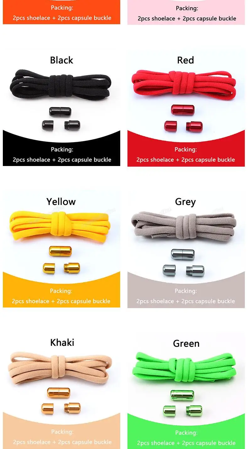 Elastic laces Sneakers No tie Shoe laces Round Shoelaces without ties Quick Shoelace for Shoes Kids Adult One Size fits All Shoe