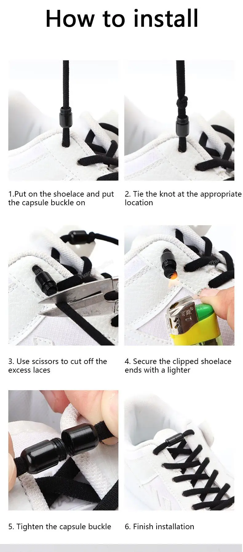 Elastic laces Sneakers No tie Shoe laces Round Shoelaces without ties Quick Shoelace for Shoes Kids Adult One Size fits All Shoe