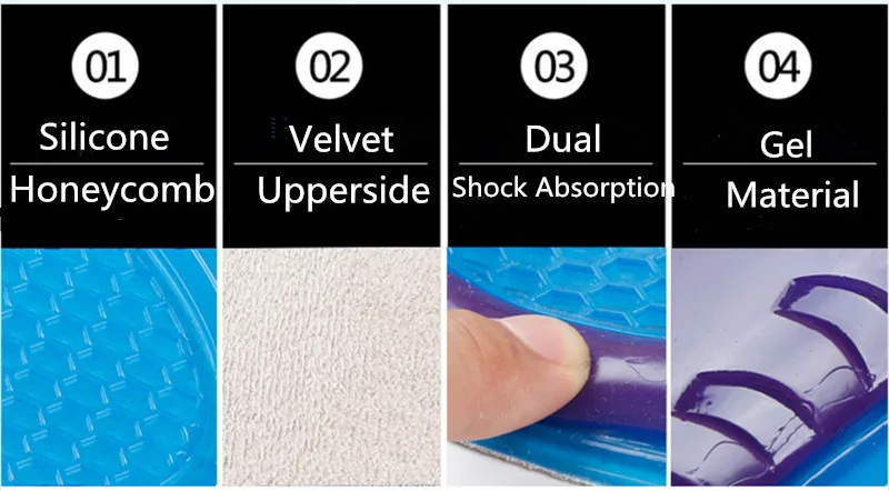 1Pair Gel Shoes Insole Men Women Silicone Insoles orthopedic Massaging Shoe Inserts Shock Absorption Shoe pads