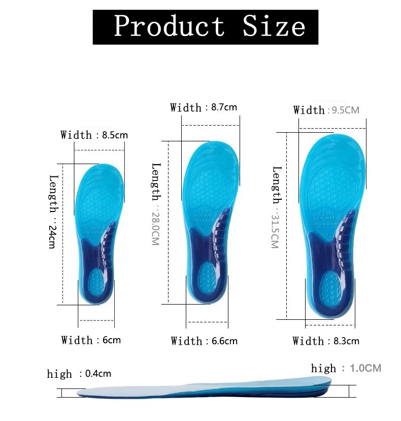 1Pair Gel Shoes Insole Men Women Silicone Insoles orthopedic Massaging Shoe Inserts Shock Absorption Shoe pads