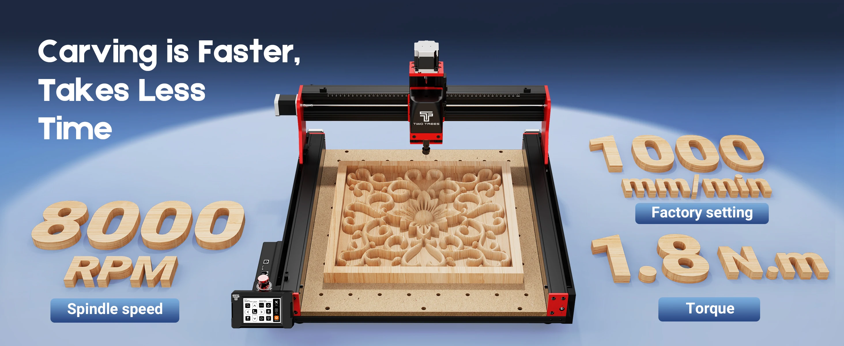 TWOTREES TTC450 Pro CNC Router With NEMA 57 Stepper Motor 4-Axis Engraver Machine for Wood Acrylic Aluminum PCB Carving Cutting