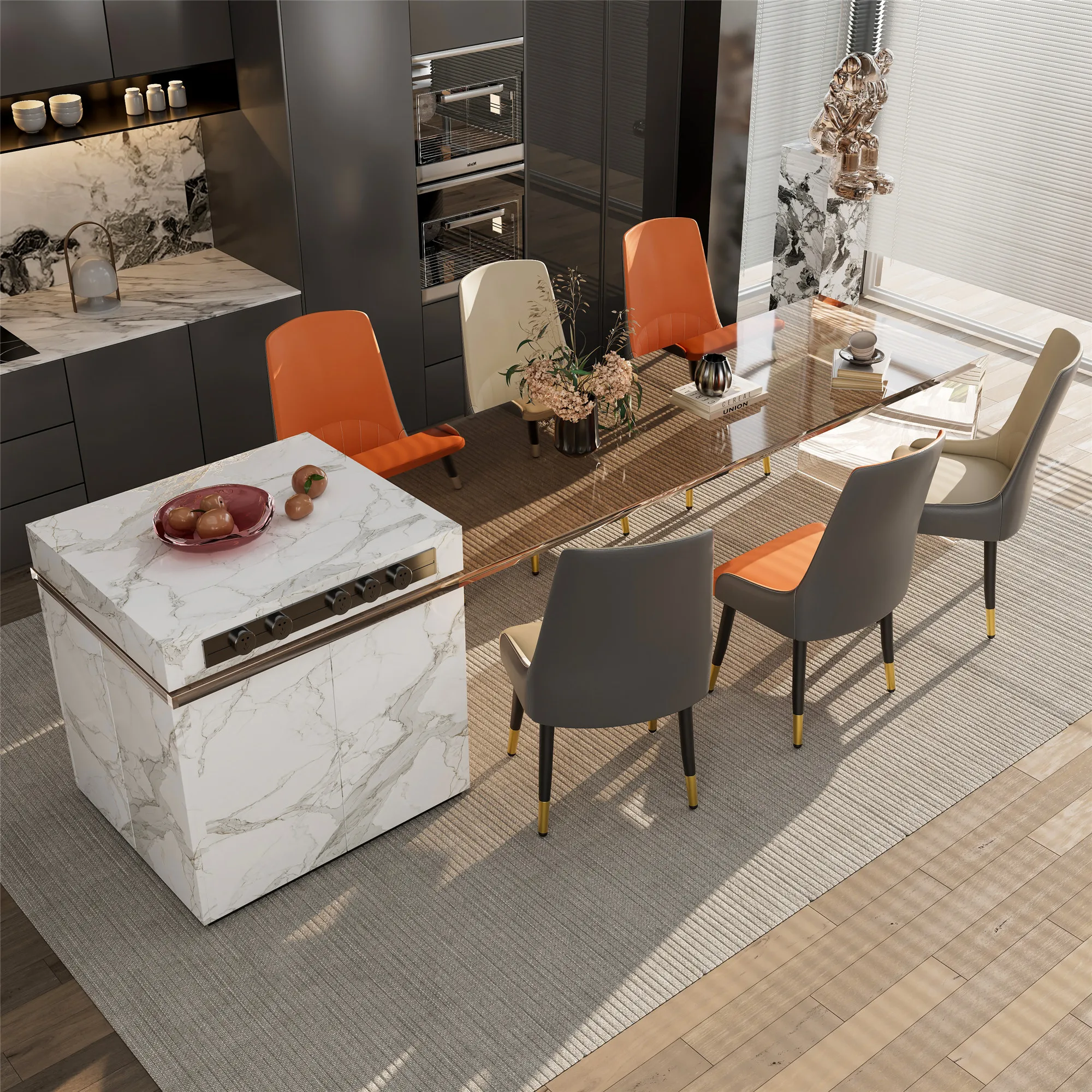 Faux Leather Dining Chairs Set of 2, Modern Upholstered Kitchen Dining Room Chairs Armless Accent Side Chairs with Metal Legs