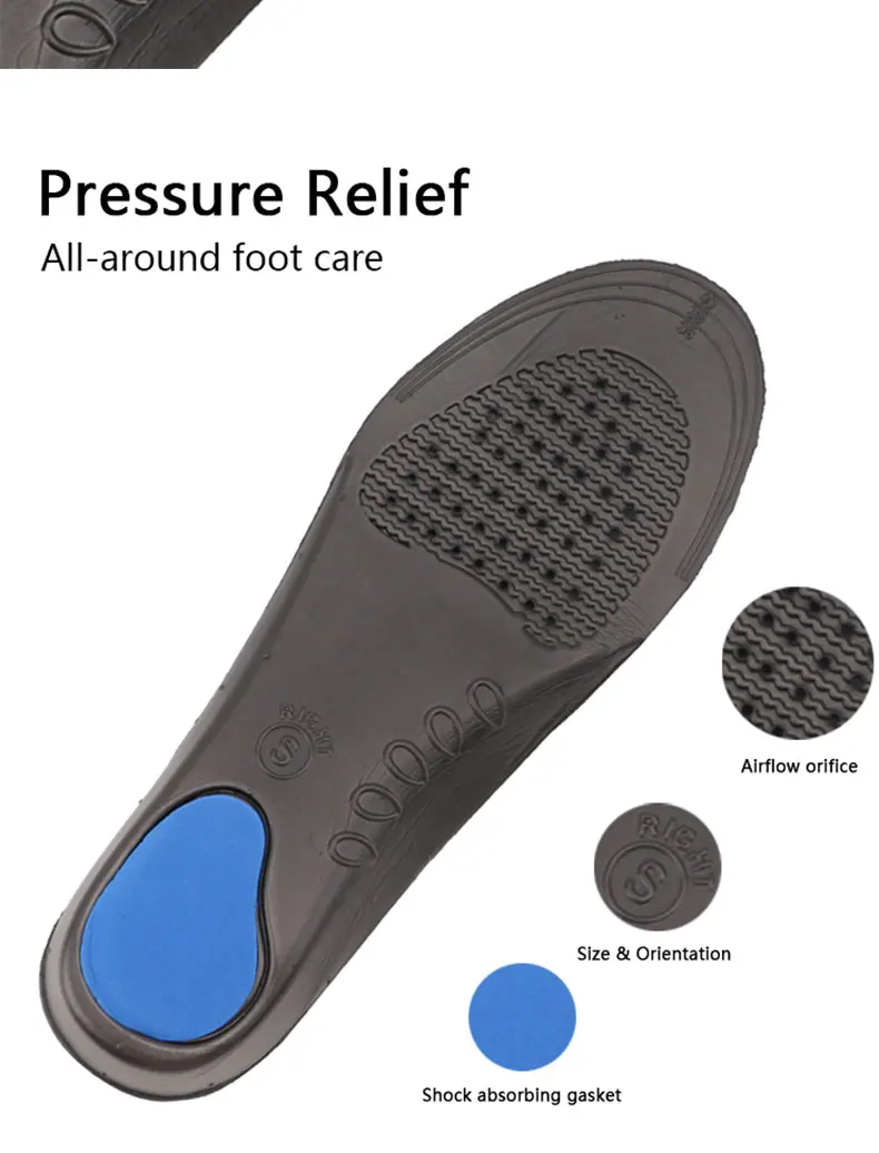 1Pair Plantar Fasciitis Arch Support Shoes Insole Orthopedic Insoles for Feet Shock-absorbing Shoe Pads Unisex Size EU34-49