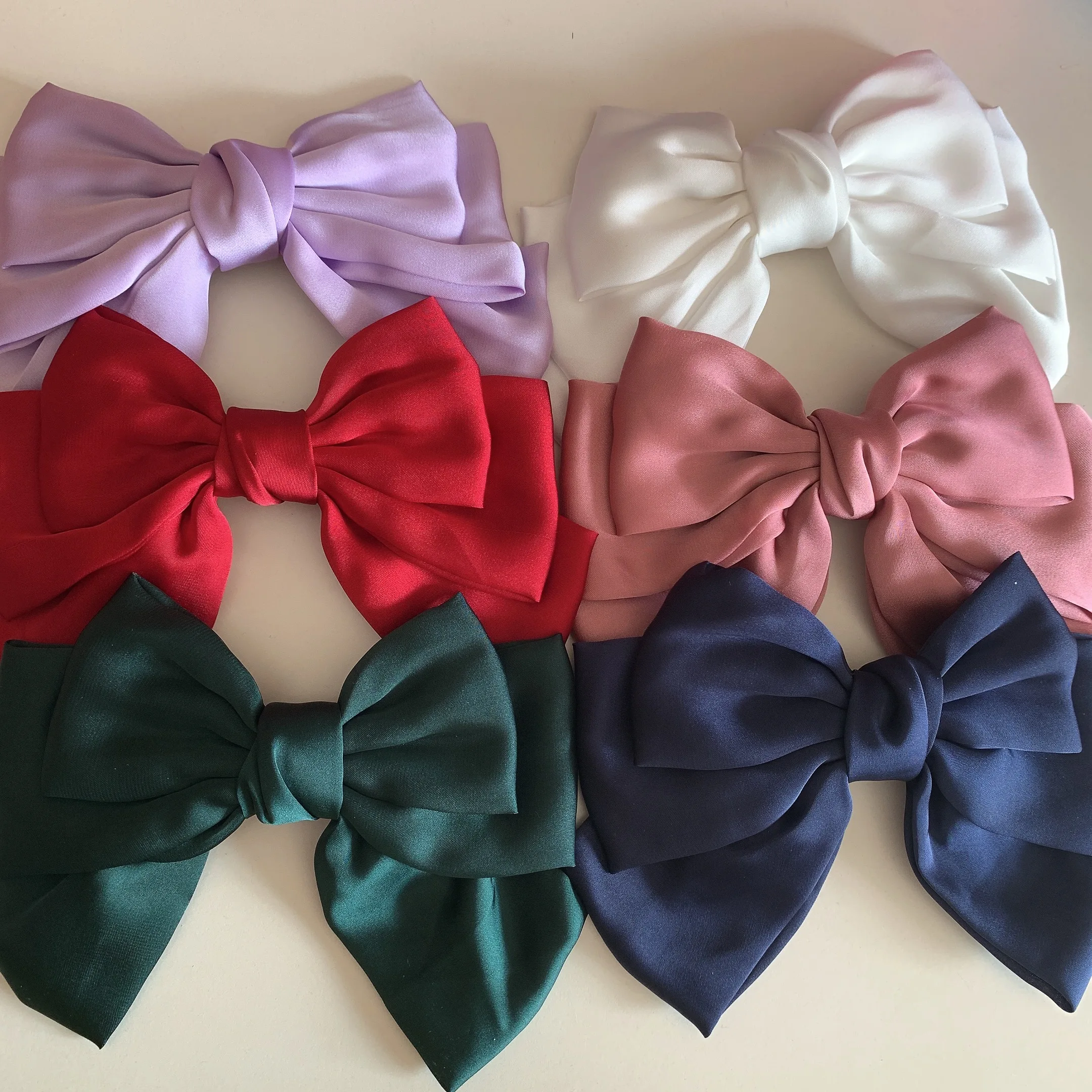 Fashion Solid Color Large Satin Bow Hairpins Barrettes For Women Girl Korean Hair Clip Hairgrip Headwear Hair Accessories Hot
