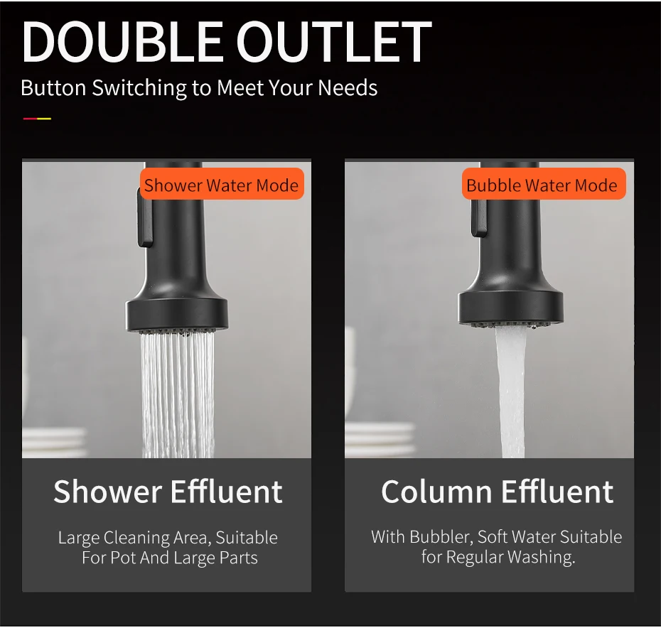 Kitchen Faucets Stainless Steel Black Faucets for Kitchen Single Hole Pull Down Spring Mixers Tap Hot Cold Water Crane 9009