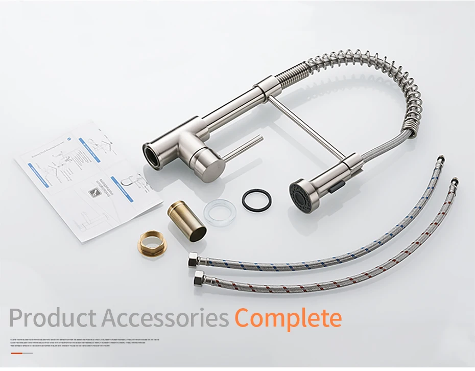 Kitchen Faucets Stainless Steel Black Faucets for Kitchen Single Hole Pull Down Spring Mixers Tap Hot Cold Water Crane 9009