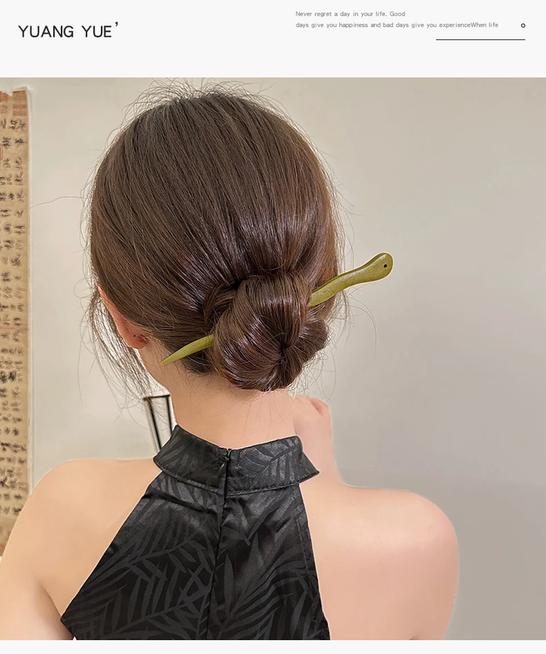 Black Sandalwood Hand Carving Ancient Chinese Hairpin Women Hanfu Dress Cosplay Wooden Hair Forks Coiled Hair Styling Jewelry