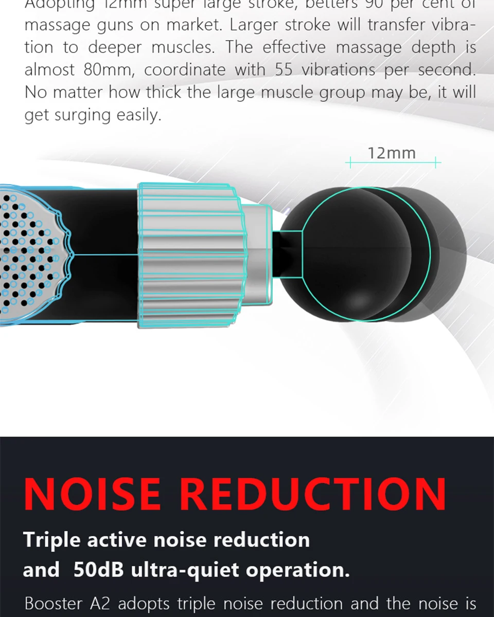 Booster A2 Muscle Massage Gun Sport Therapy Massager Stimulator Body Relaxation Pain Relief Slimming Shaping Massager
