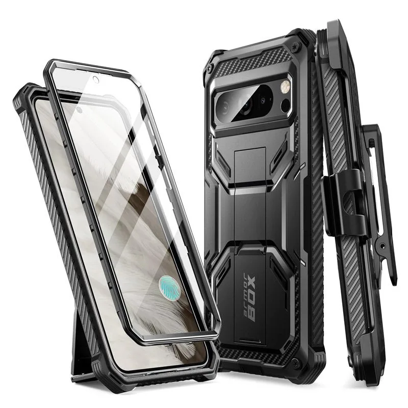 I-BLASON For Google Pixel 8 Pro Case Armorbox Full-Body Rugged Anti-Slip Bumper Case with Built-in Screen Protector & Kickstand
