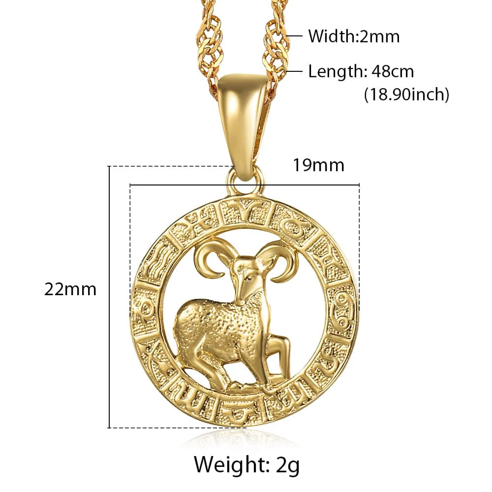 12 Zodiac Sign Constellations Gold Color Pendant Necklace For Women Men Male Wholesale Dropshipping Jewelry Hot Birthday Gifts