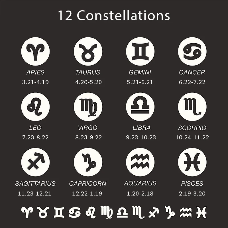 12 Zodiac Sign Constellations Gold Color Pendant Necklace For Women Men Male Wholesale Dropshipping Jewelry Hot Birthday Gifts