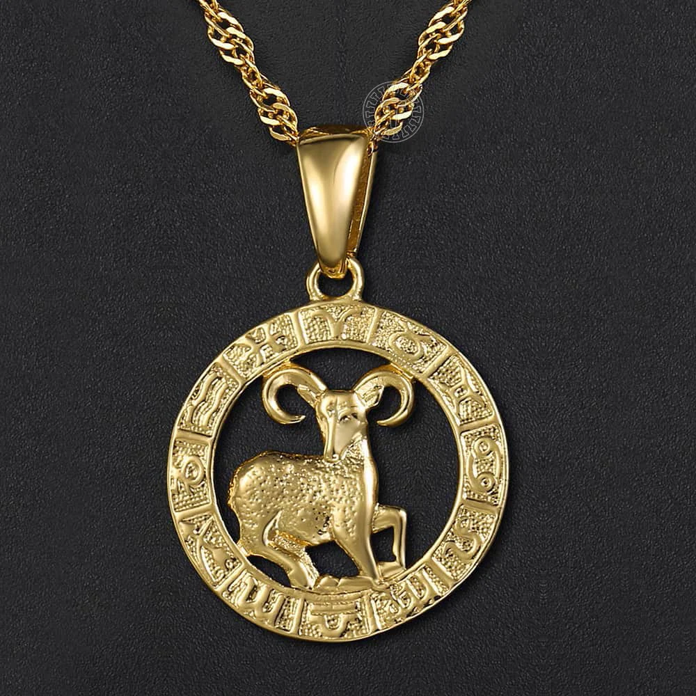 12 Zodiac Sign Constellations Gold Color Pendant Necklace For Women Men Male Wholesale Dropshipping Jewelry Hot Birthday Gifts