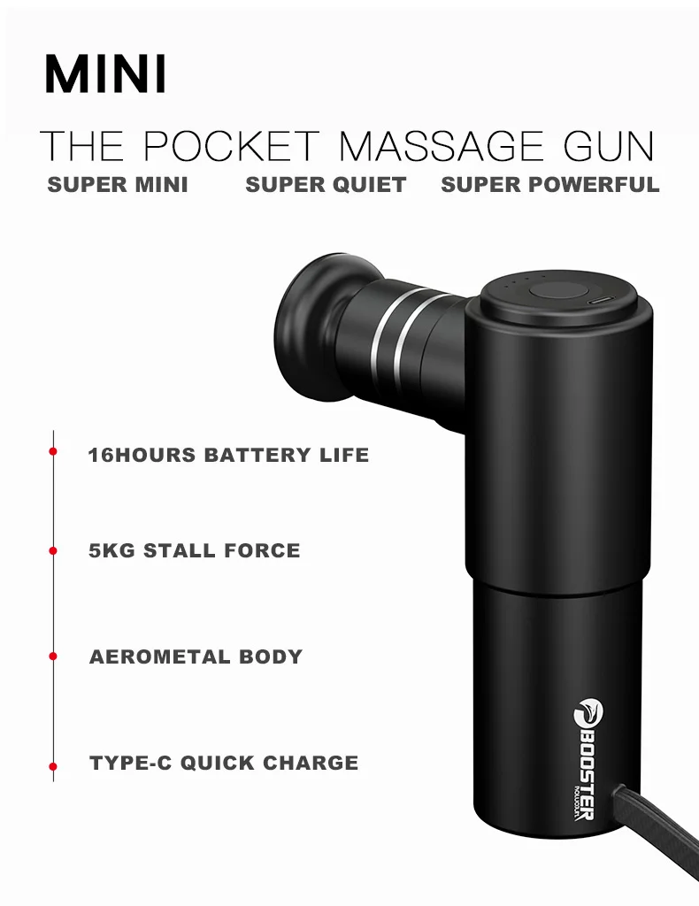 BOOSTER Mini Electric Muscle Massage Gun Pocket Neck Muscle Massager Pain Therapy for Body Massage Relaxation Xmas Gift
