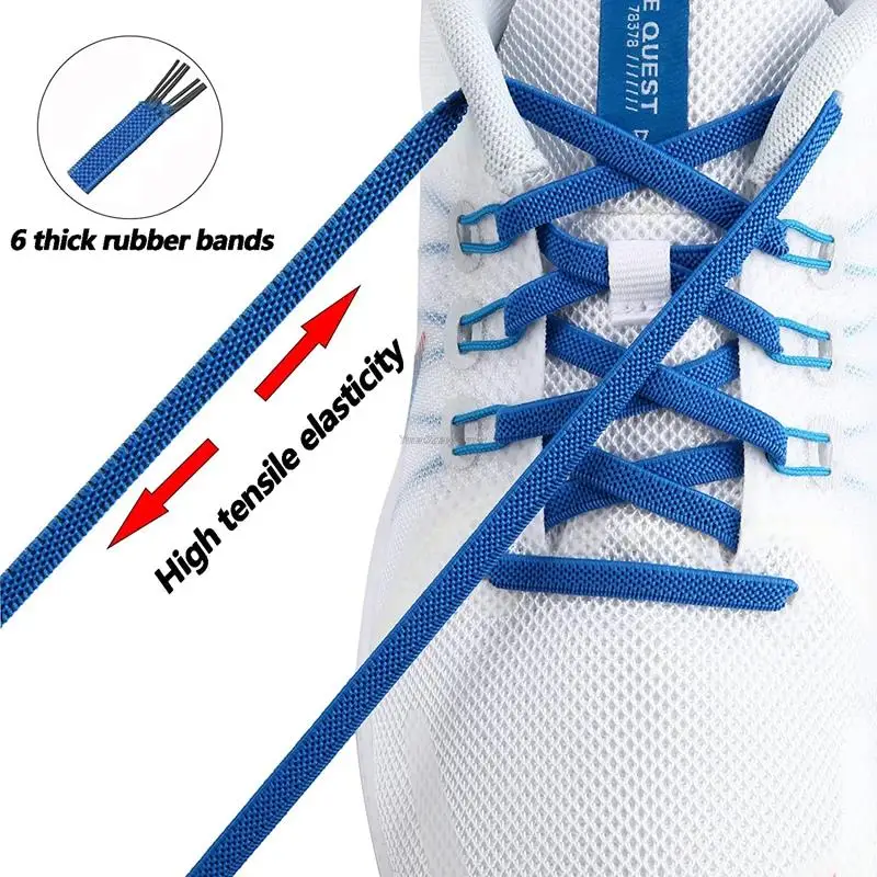 Classic Elastic Shoelaces elastic Laces Sneakers 7 mm Width Flat Shoelace for Kids Adults Shoe laces Rubber Bands for Shoes