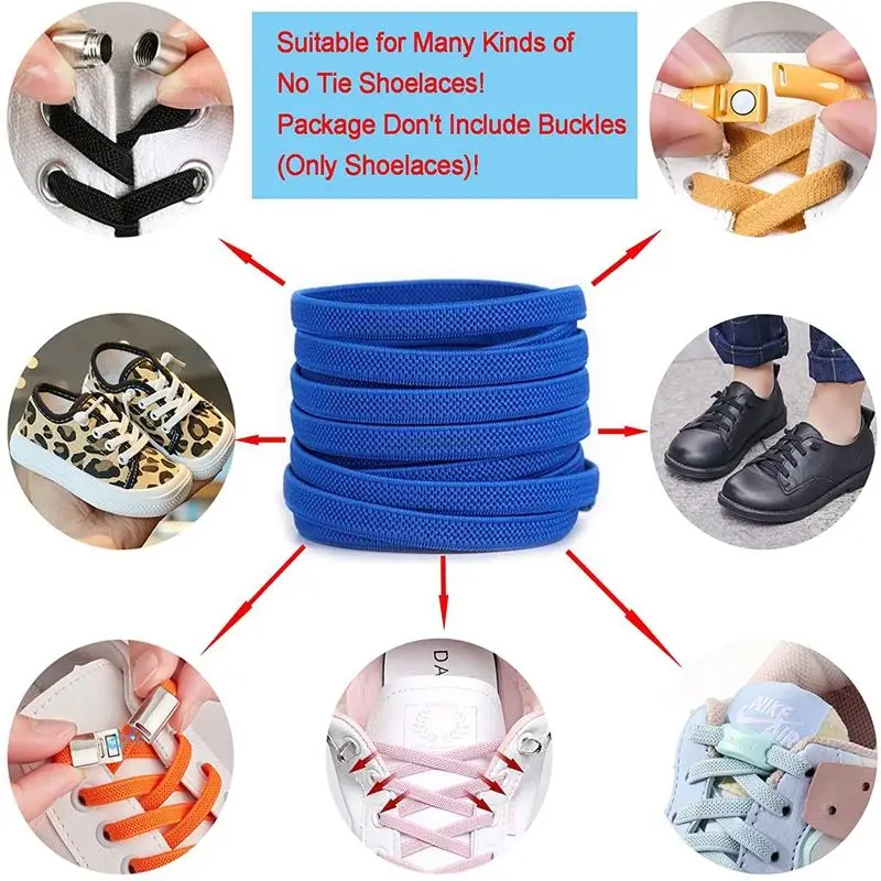 Classic Elastic Shoelaces elastic Laces Sneakers 7 mm Width Flat Shoelace for Kids Adults Shoe laces Rubber Bands for Shoes