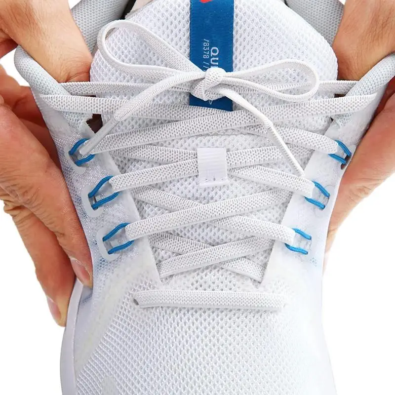 Classic Elastic Shoelaces elastic Laces Sneakers 7 mm Width Flat Shoelace for Kids Adults Shoe laces Rubber Bands for Shoes
