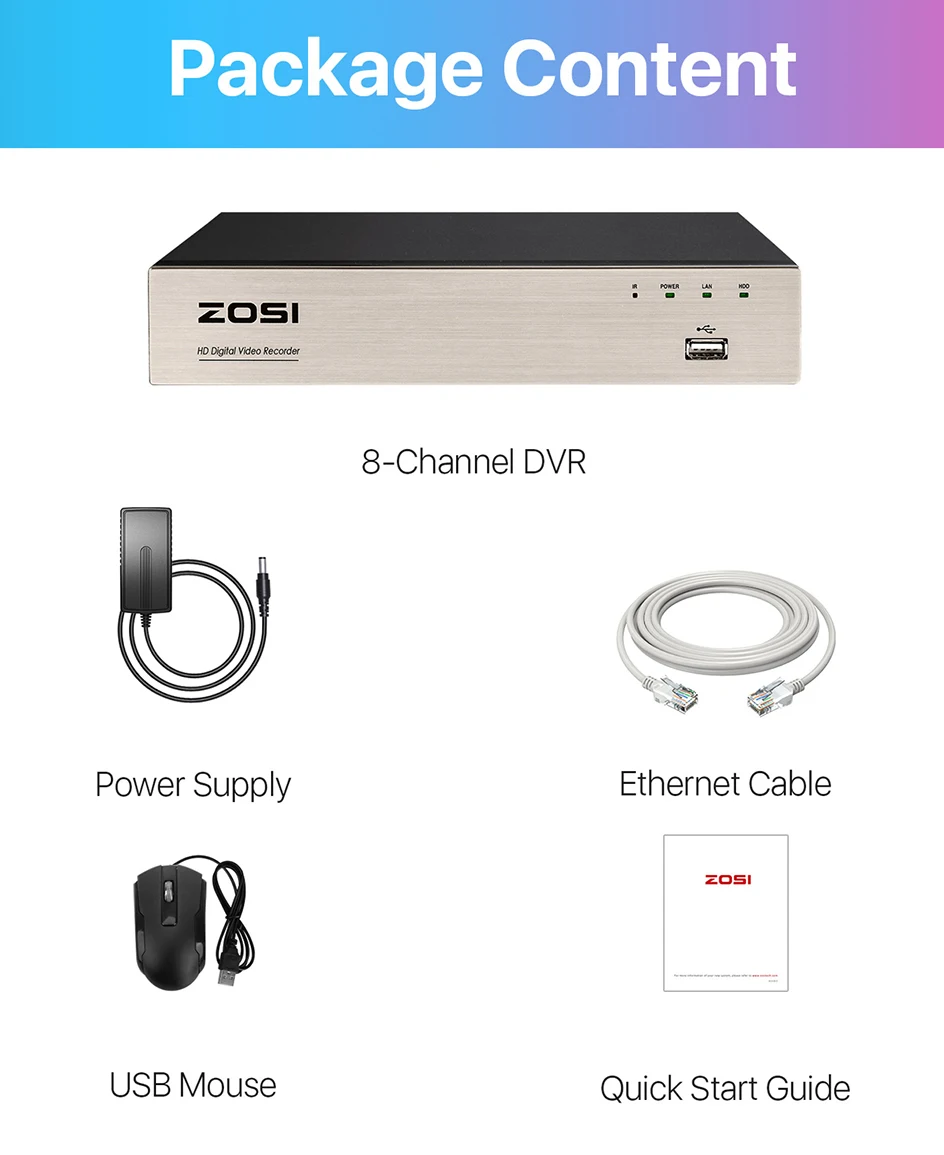 ZOSI H.265+ 8CH 3K Lite 4-in-1 Analog/AHD/TVI/CVI Surveillance Video Recorders CCTV DVR System for 720P, 1080P Security Cameras
