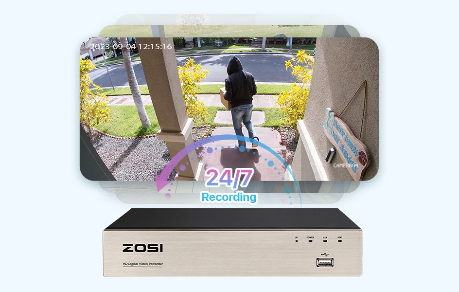 ZOSI H.265+ 8CH 3K Lite 4-in-1 Analog/AHD/TVI/CVI Surveillance Video Recorders CCTV DVR System for 720P, 1080P Security Cameras