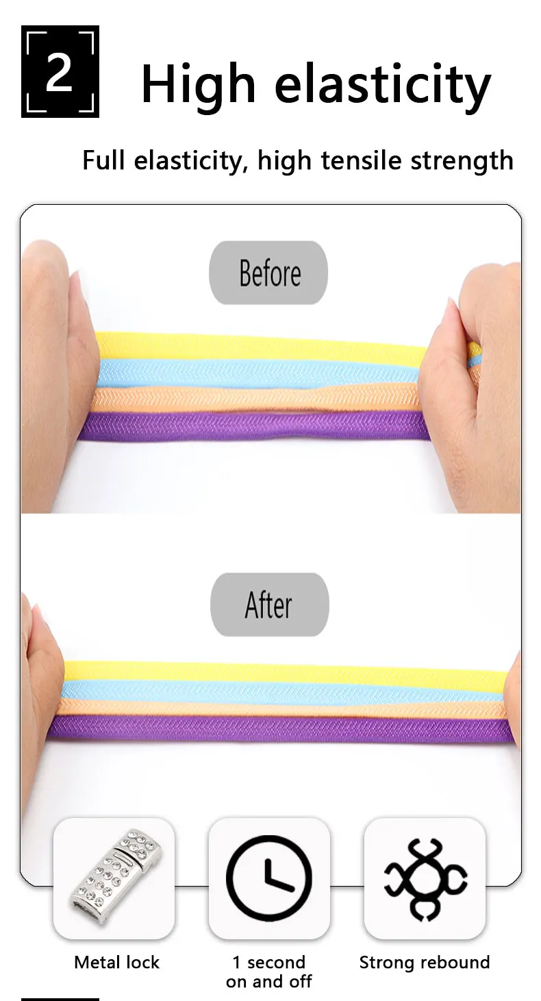 New Diamond Magnetic Lock Shoelaces without ties Kids Adult Elastic Laces Sneakers 8mm Flats No Tie Shoe laces Shoes Accessories