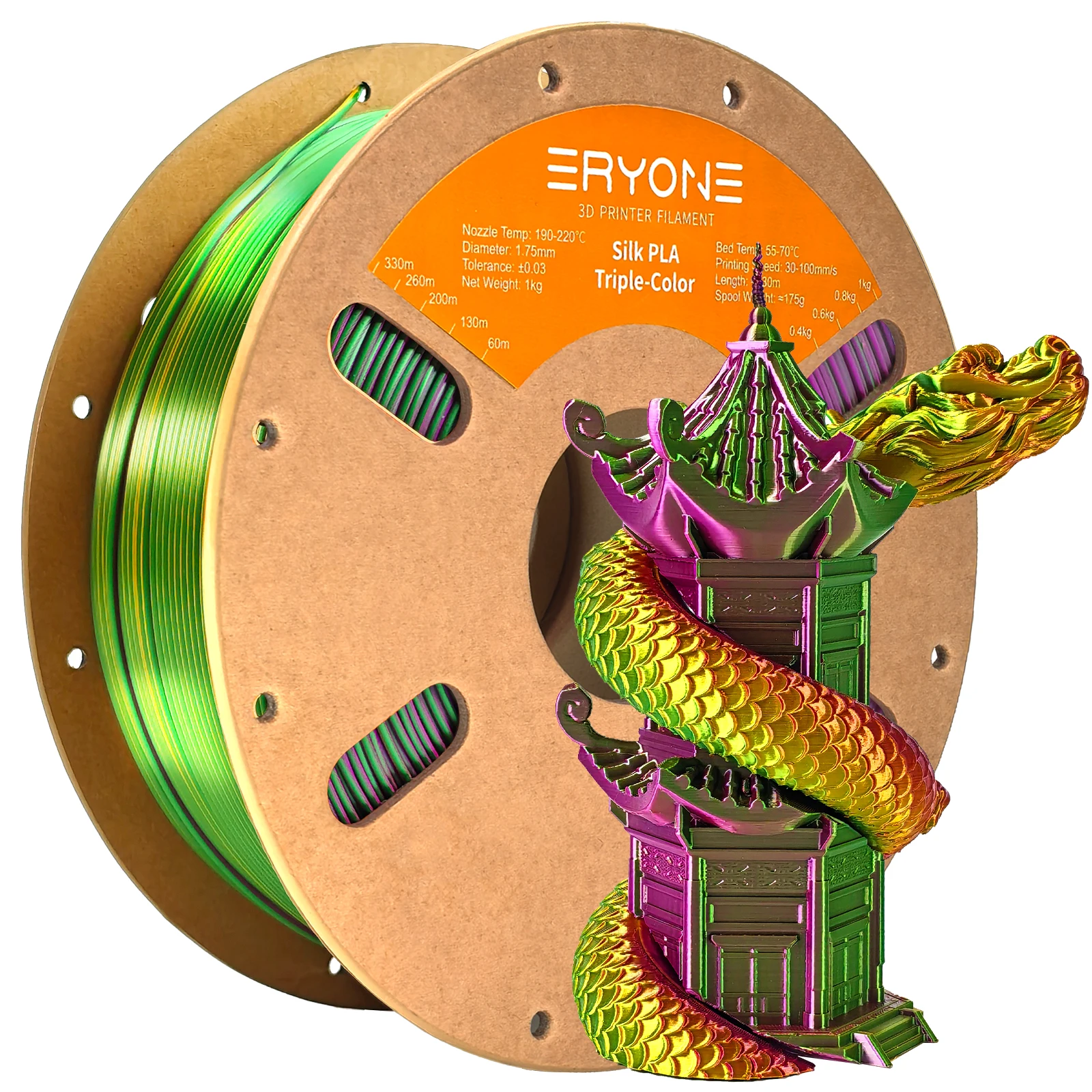 ERYONE 10KG Triple Color Silk PLA Premium Filament 3D Print Big Sale,Multicolor Available,1KG per Spool