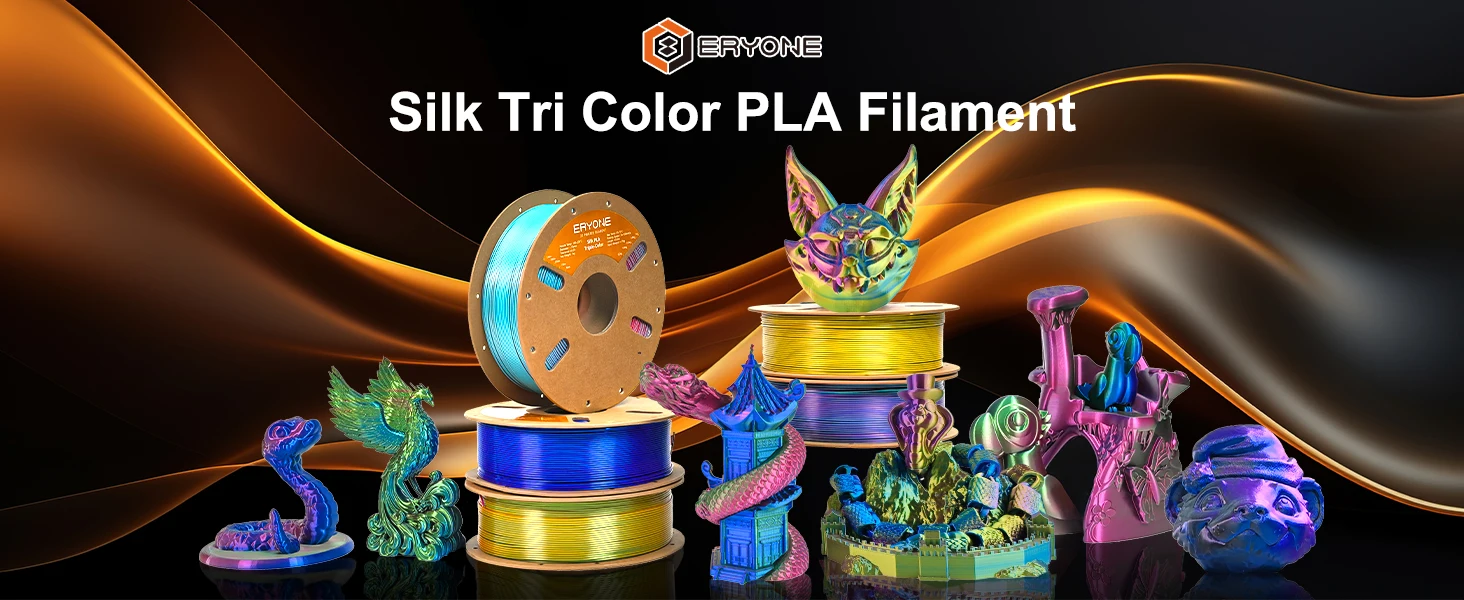 ERYONE 10KG Triple Color Silk PLA Premium Filament 3D Print Big Sale,Multicolor Available,1KG per Spool