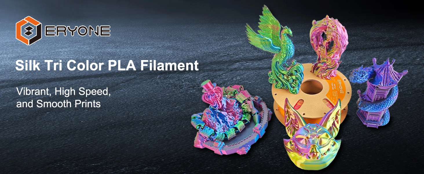 ERYONE 10KG Triple Color Silk PLA Premium Filament 3D Print Big Sale,Multicolor Available,1KG per Spool