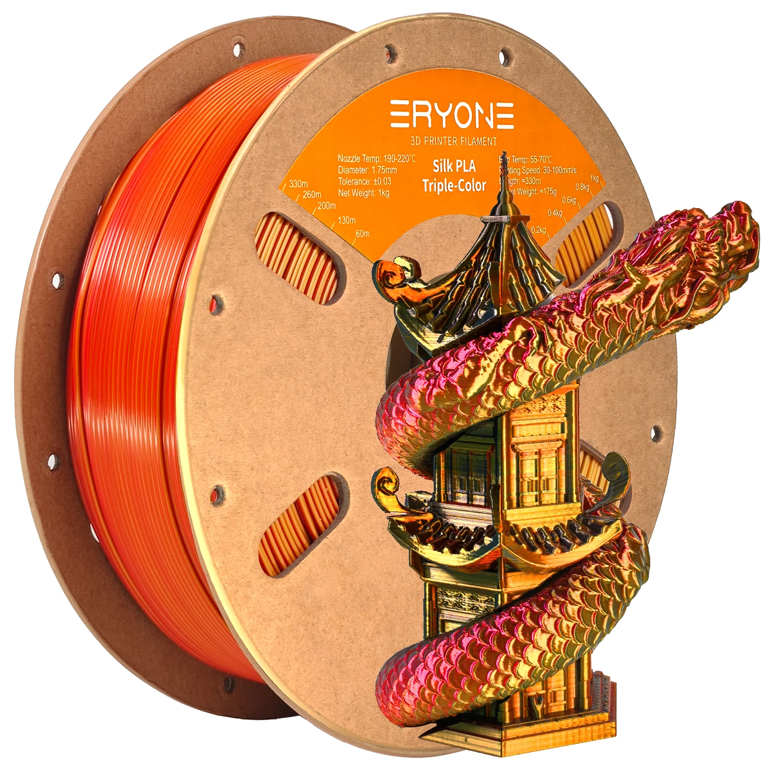 ERYONE 10KG Triple Color Silk PLA Premium Filament 3D Print Big Sale,Multicolor Available,1KG per Spool
