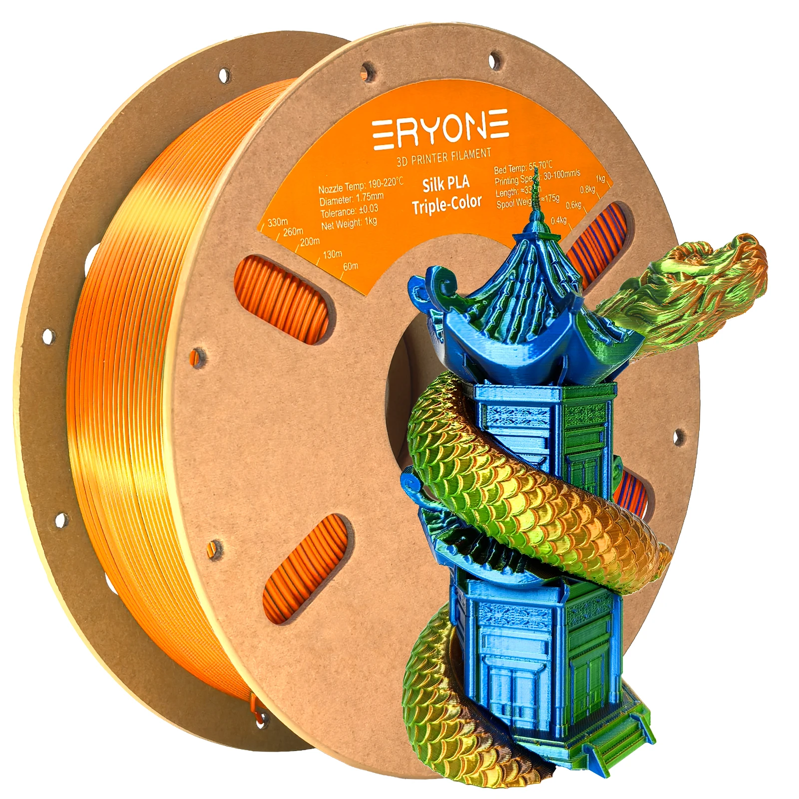 ERYONE 10KG Triple Color Silk PLA Premium Filament 3D Print Big Sale,Multicolor Available,1KG per Spool