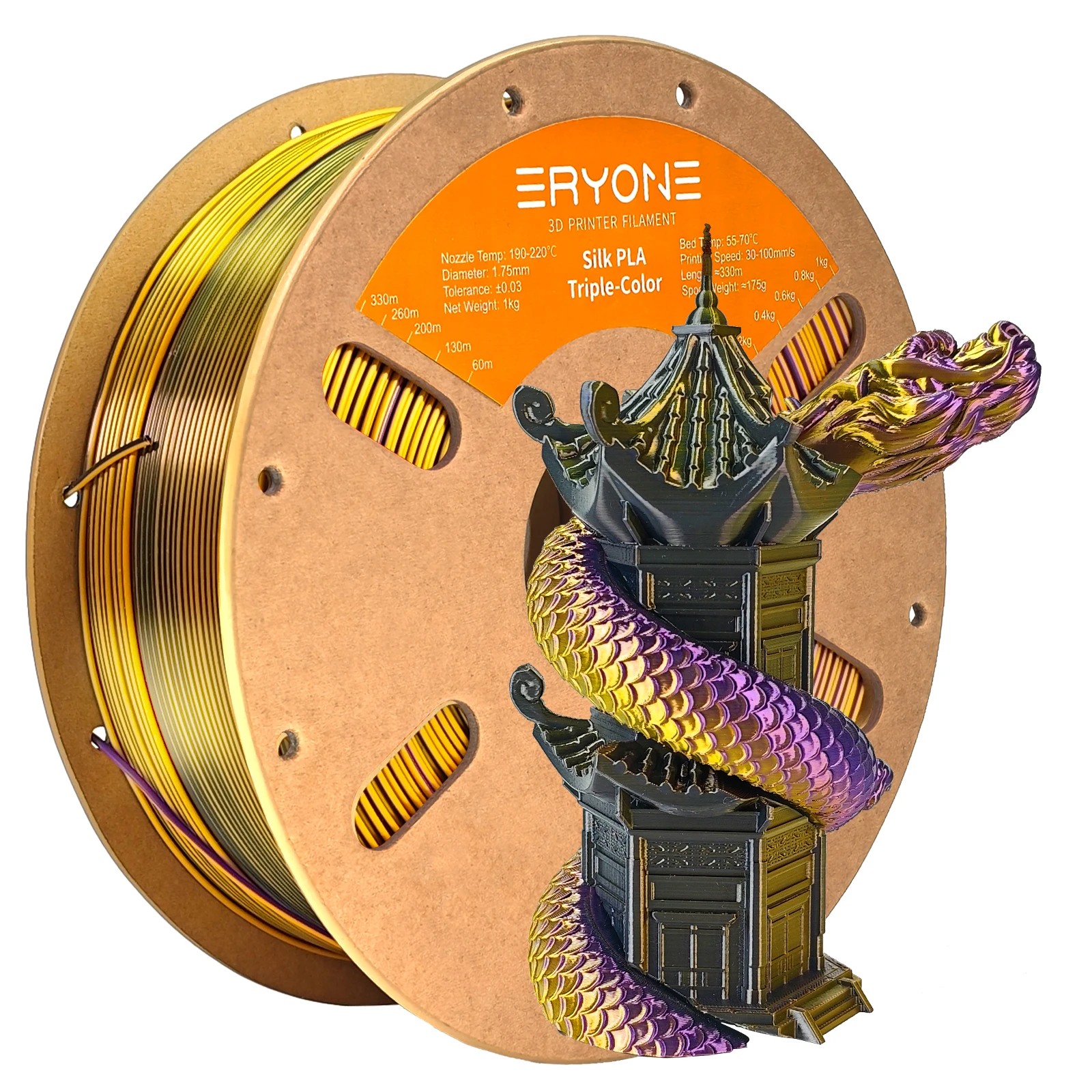ERYONE 10KG Triple Color Silk PLA Premium Filament 3D Print Big Sale,Multicolor Available,1KG per Spool