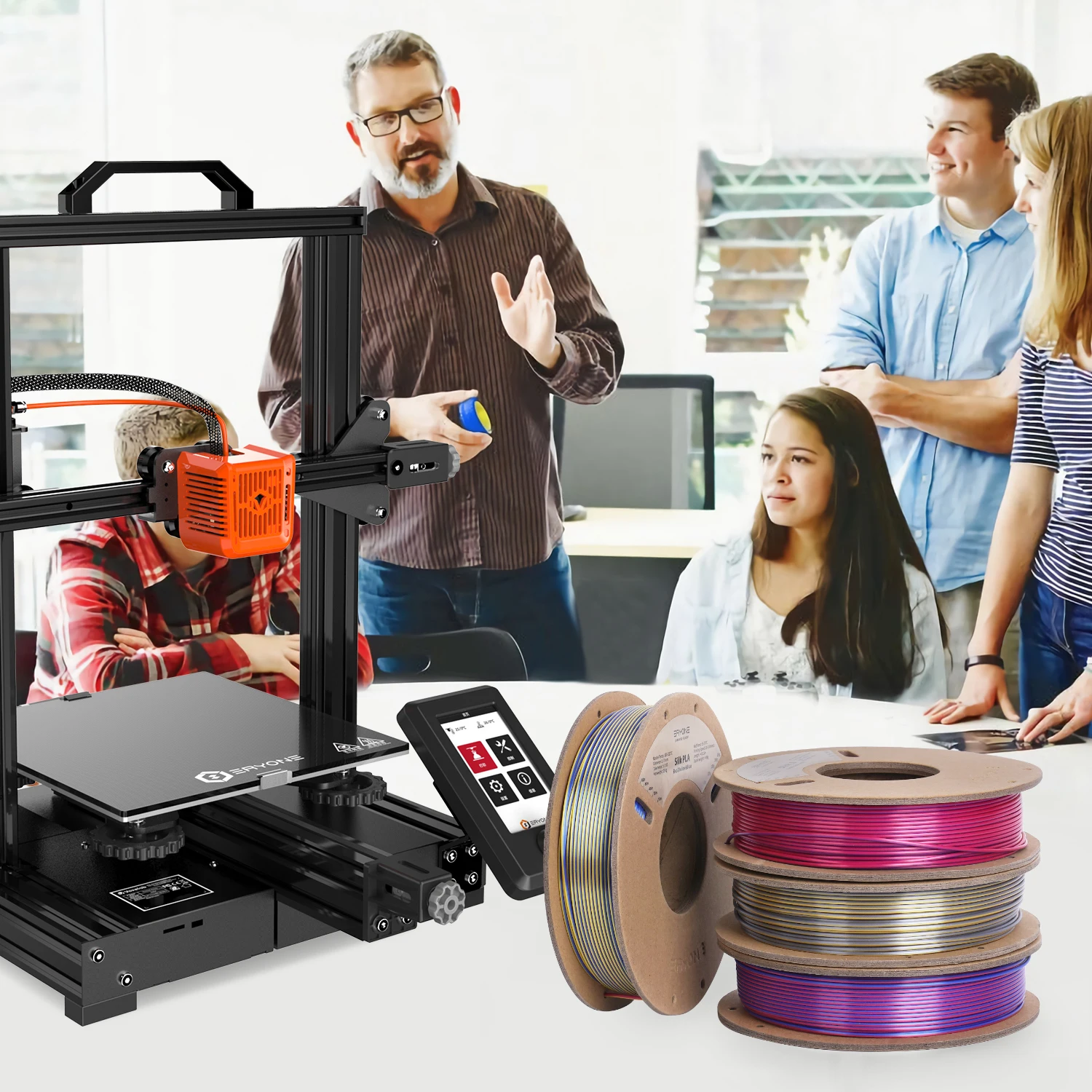 ERYONE 10KG Triple Color Silk PLA Premium Filament 3D Print Big Sale,Multicolor Available,1KG per Spool
