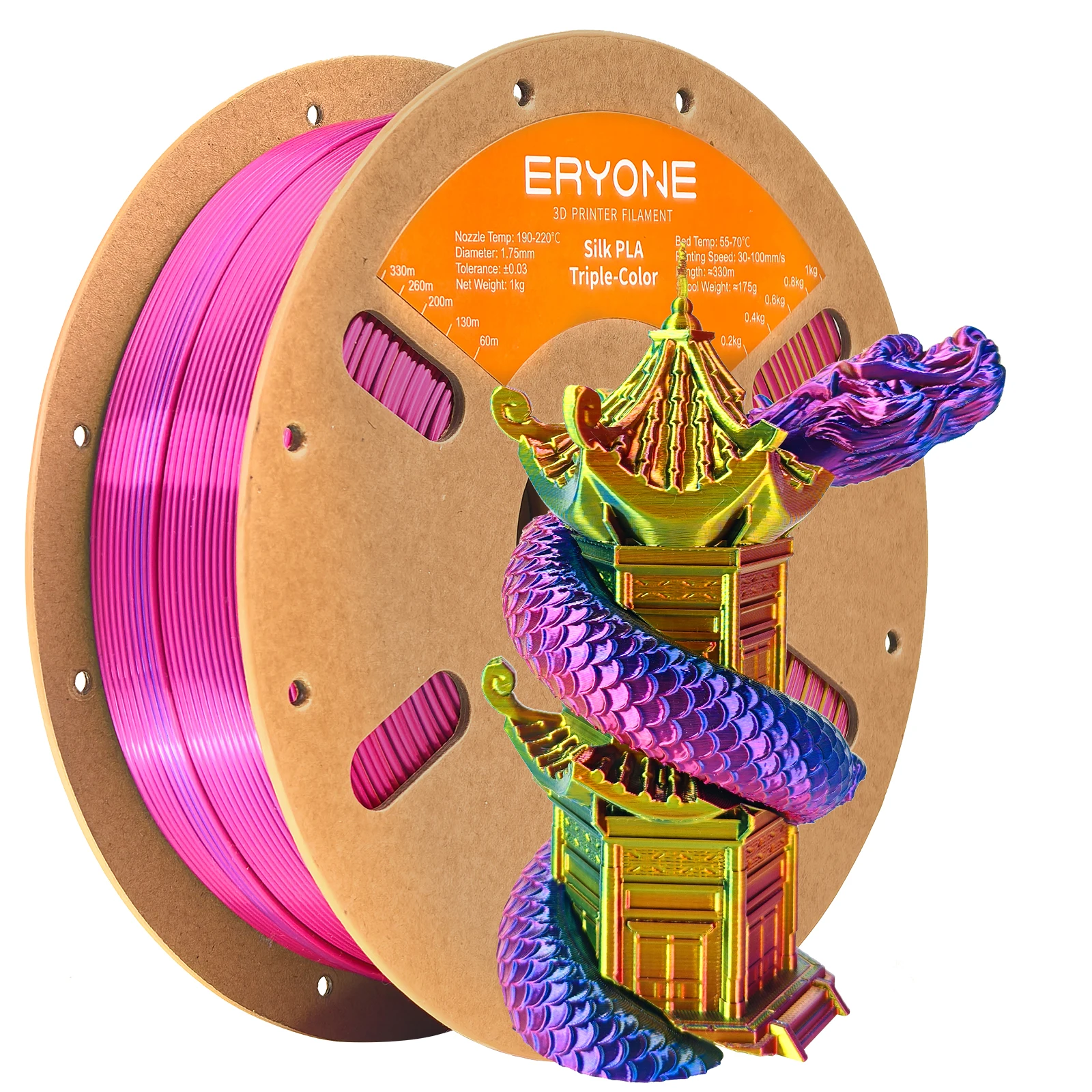 ERYONE 10KG Triple Color Silk PLA Premium Filament 3D Print Big Sale,Multicolor Available,1KG per Spool