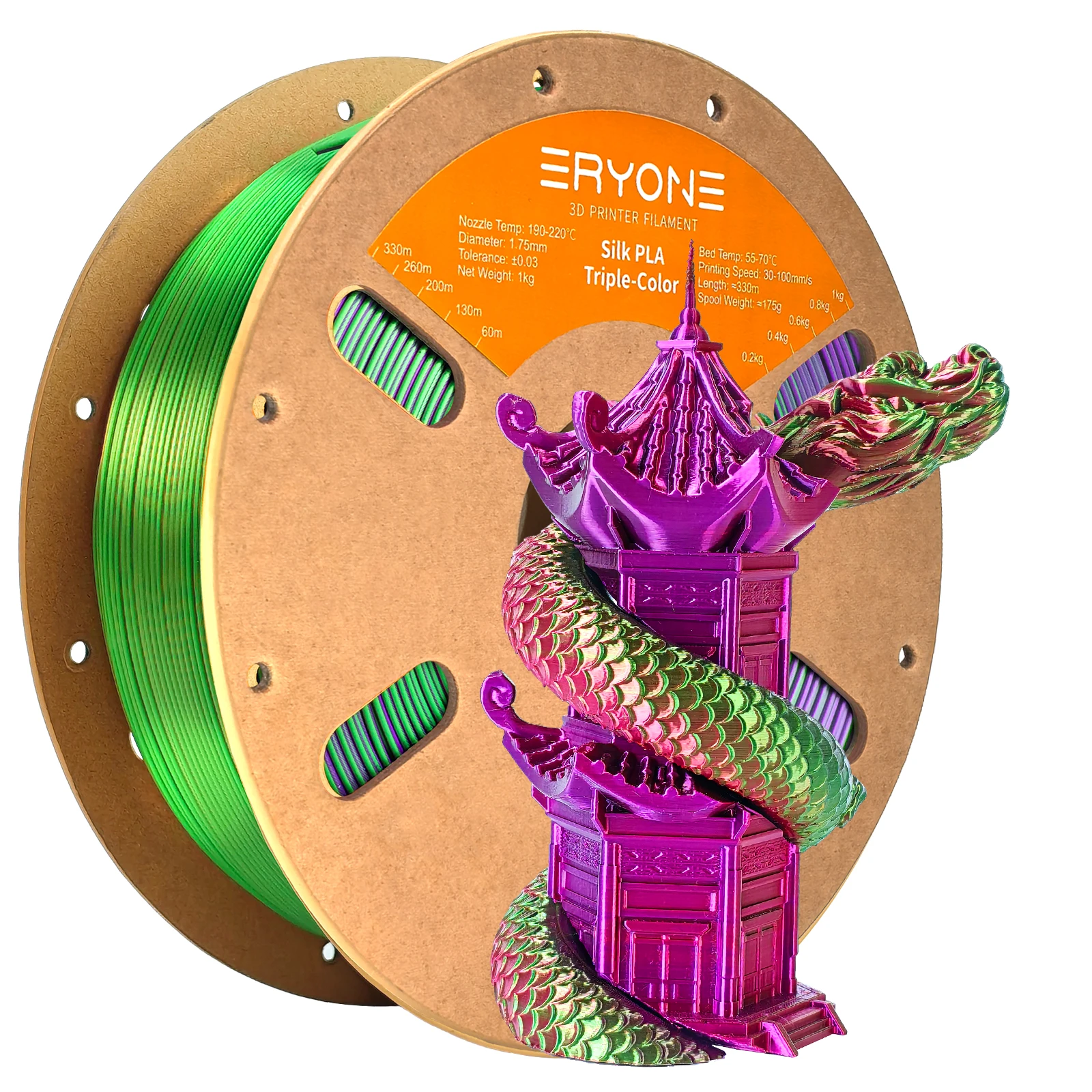 ERYONE 10KG Triple Color Silk PLA Premium Filament 3D Print Big Sale,Multicolor Available,1KG per Spool