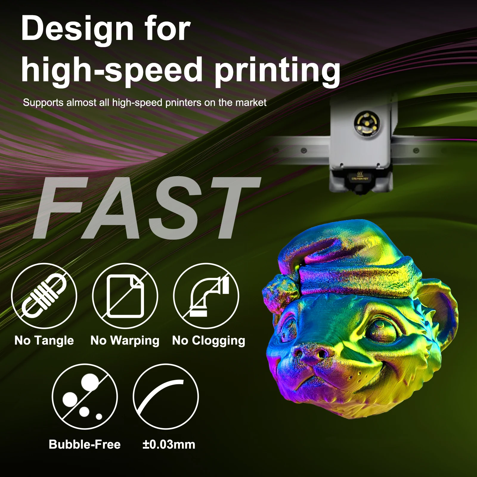 ERYONE 10KG Triple Color Silk PLA Premium Filament 3D Print Big Sale,Multicolor Available,1KG per Spool