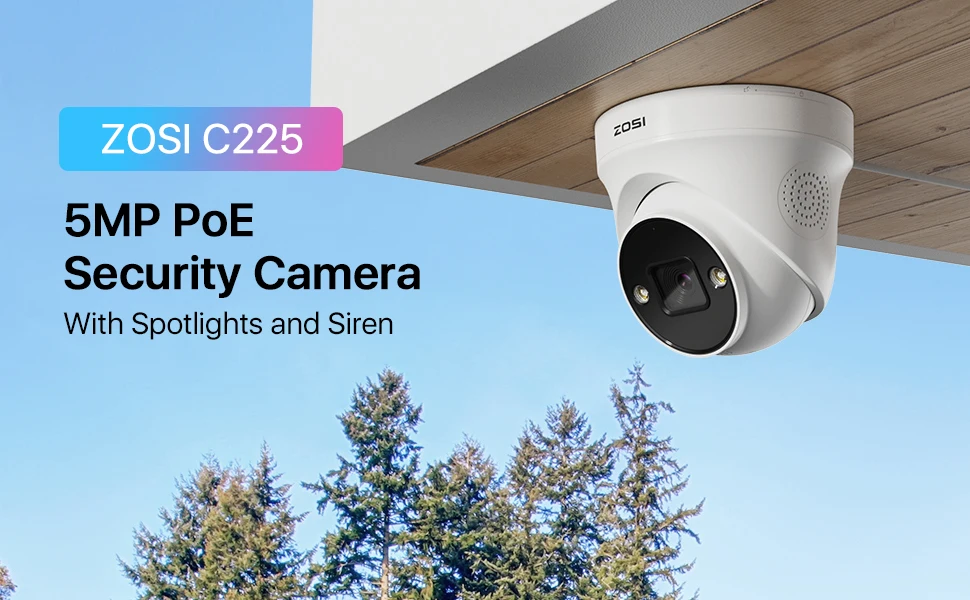 ZOSI 4K PoE IP Camera H.265+ 8MP 5MP HDR Add-on Camera AI Human Detect 100ft Night Vision IP66 Outdoor Video Surveillance Camera