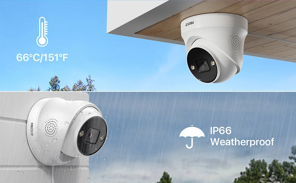 ZOSI 4K PoE IP Camera H.265+ 8MP 5MP HDR Add-on Camera AI Human Detect 100ft Night Vision IP66 Outdoor Video Surveillance Camera