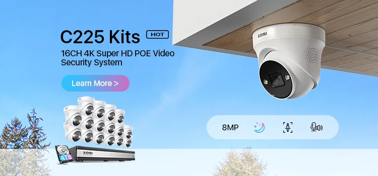 ZOSI 4K PoE Video Surveillance Cameras System 8 Ports 16CH 8MP CCTV NVR Person/Vehicle Detect 8MP/5MP Out/Indoor Security IP Cam